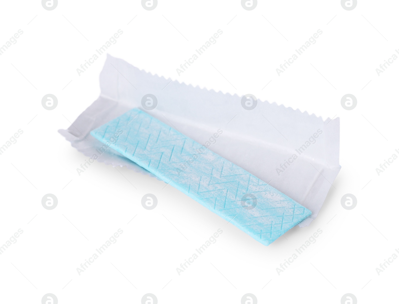 Photo of Unwrapped stick of chewing gum isolated on white