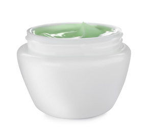 Jar of organic cream isolated on white