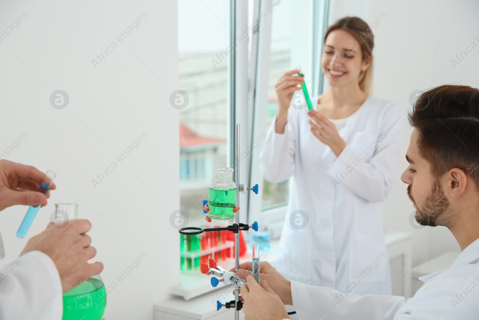 Photo of Medical students working in modern scientific laboratory