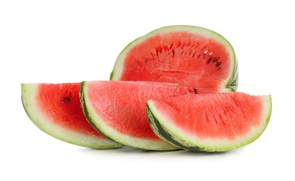 Photo of Delicious ripe cut watermelon isolated on white