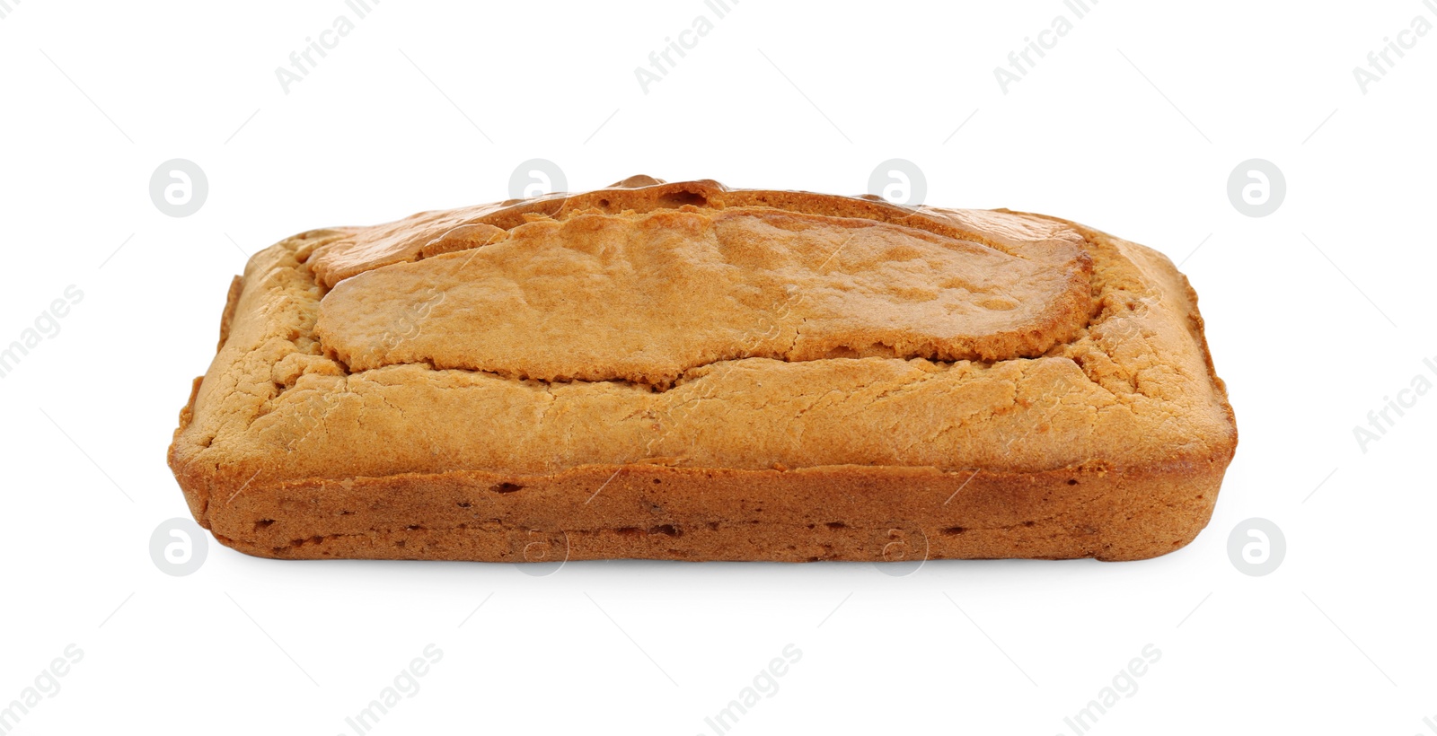 Photo of Delicious homemade yogurt cake on white background