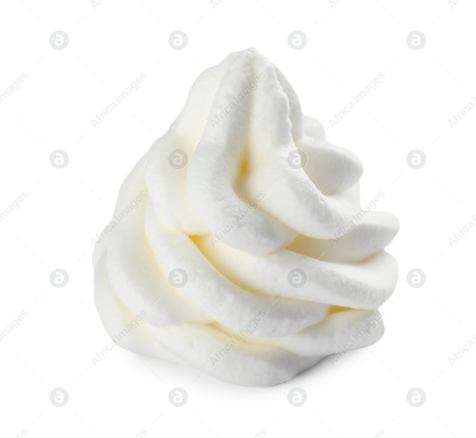 Photo of Delicious fresh whipped cream isolated on white