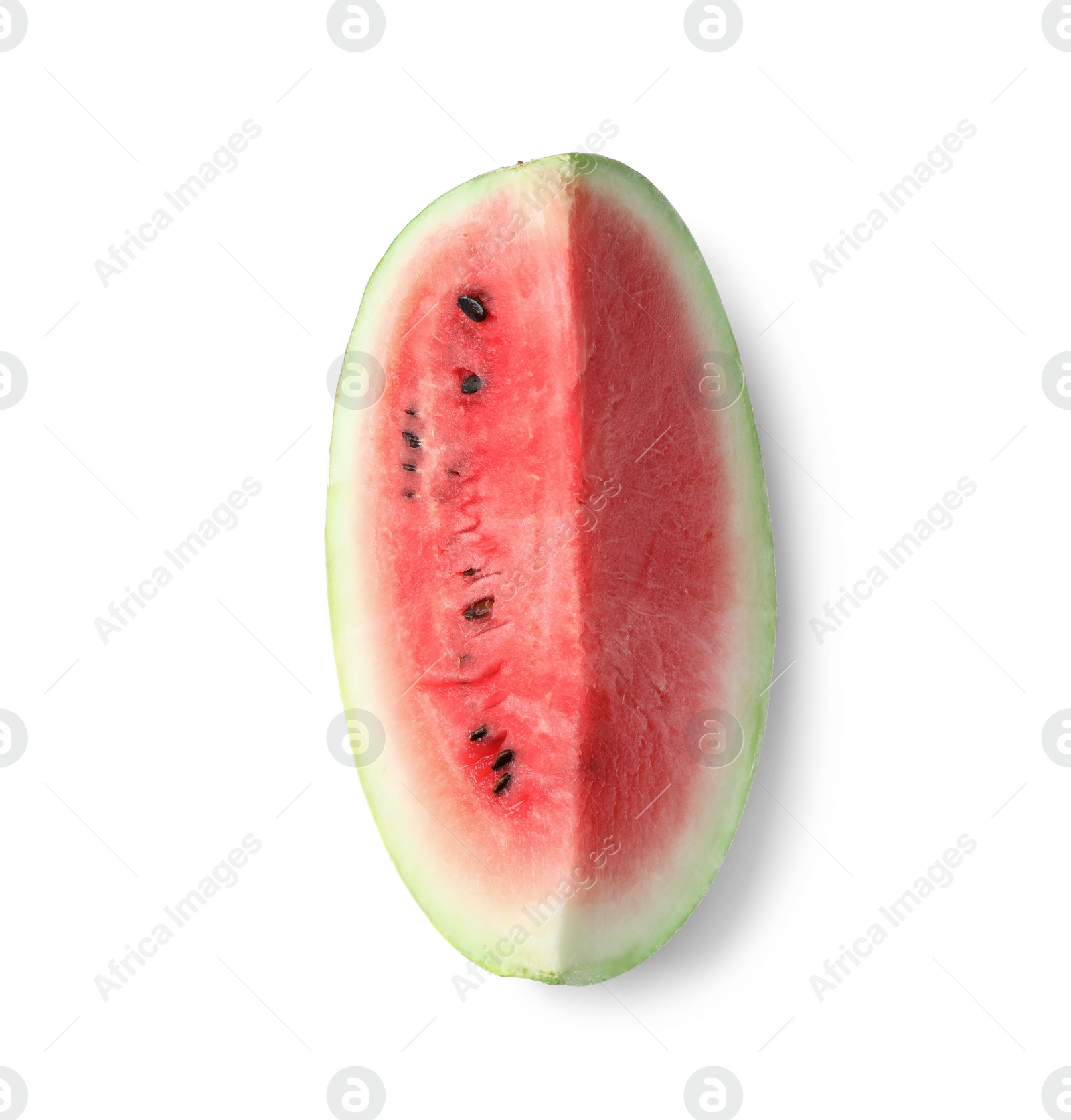 Photo of Slice of ripe watermelon on white background, top view