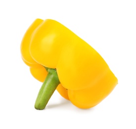 Photo of Cut yellow bell pepper isolated on white