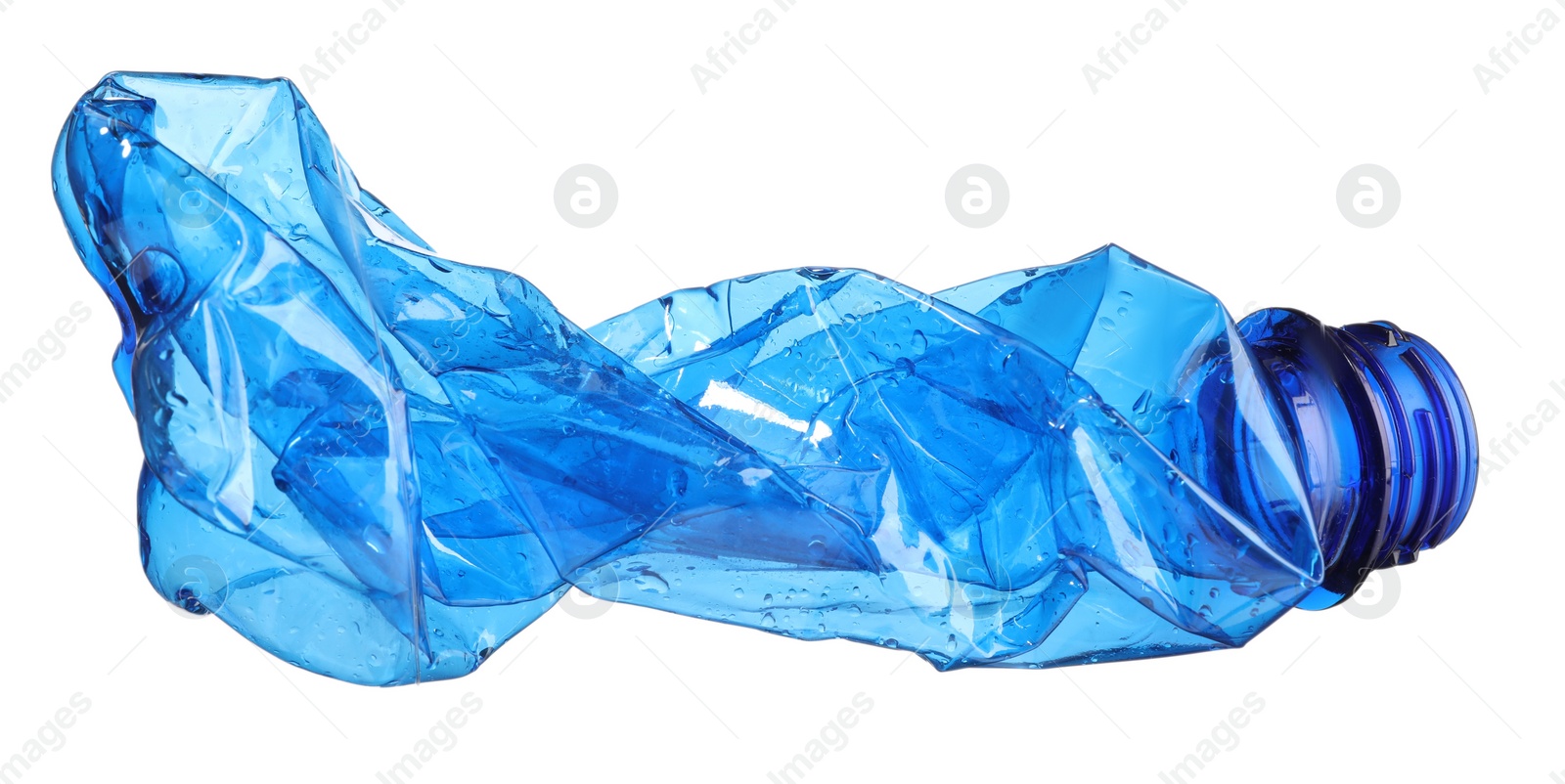 Photo of Crumpled disposable plastic bottle isolated on white