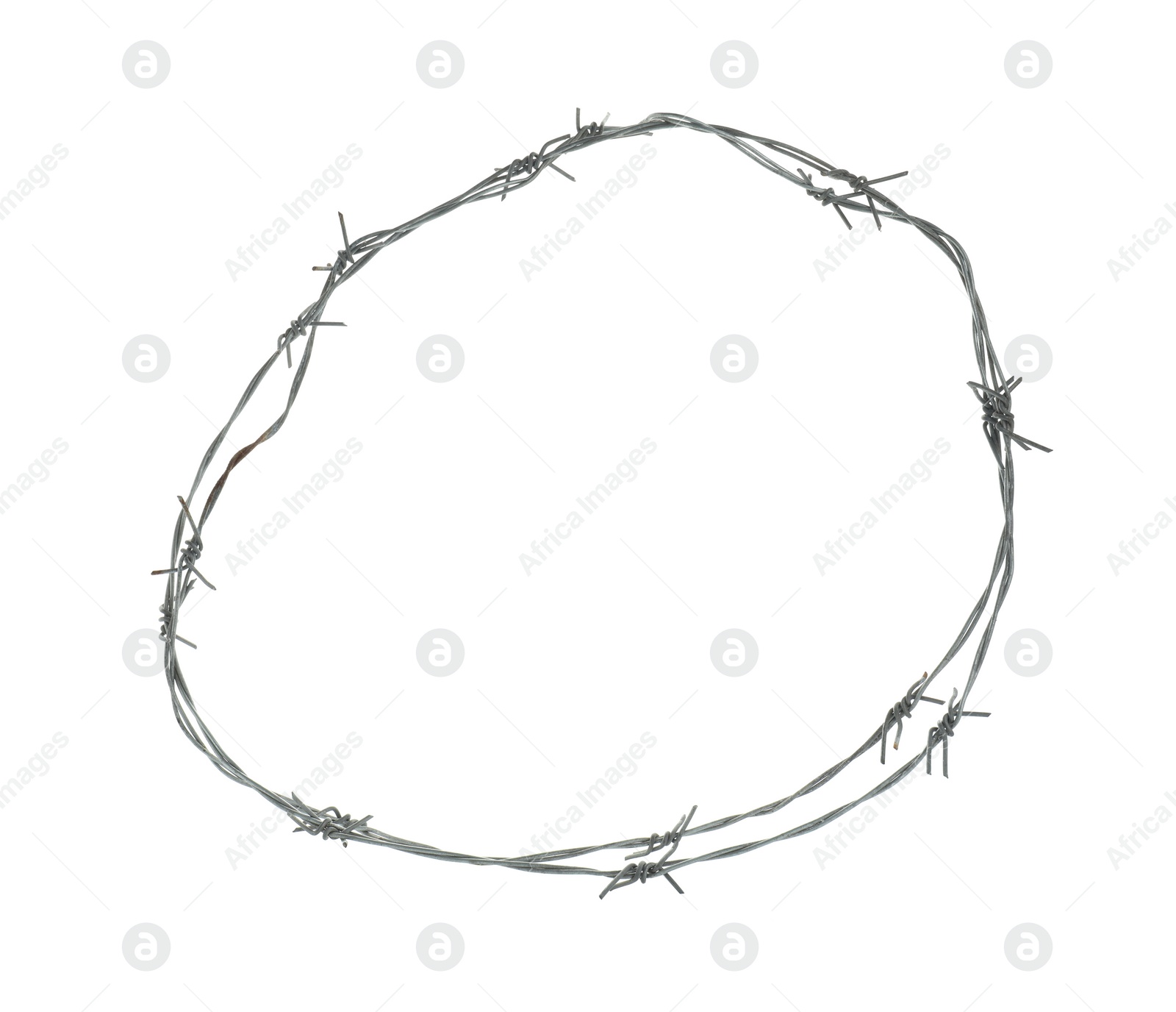 Photo of Shiny metal barbed wire isolated on white