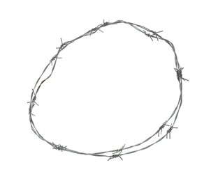 Shiny metal barbed wire isolated on white