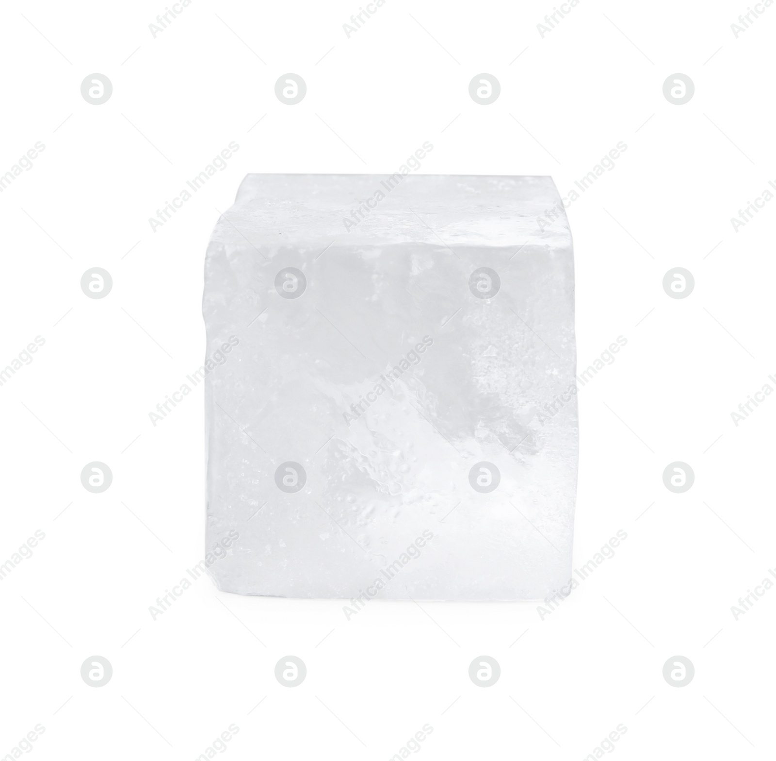 Photo of One clear ice cube isolated on white