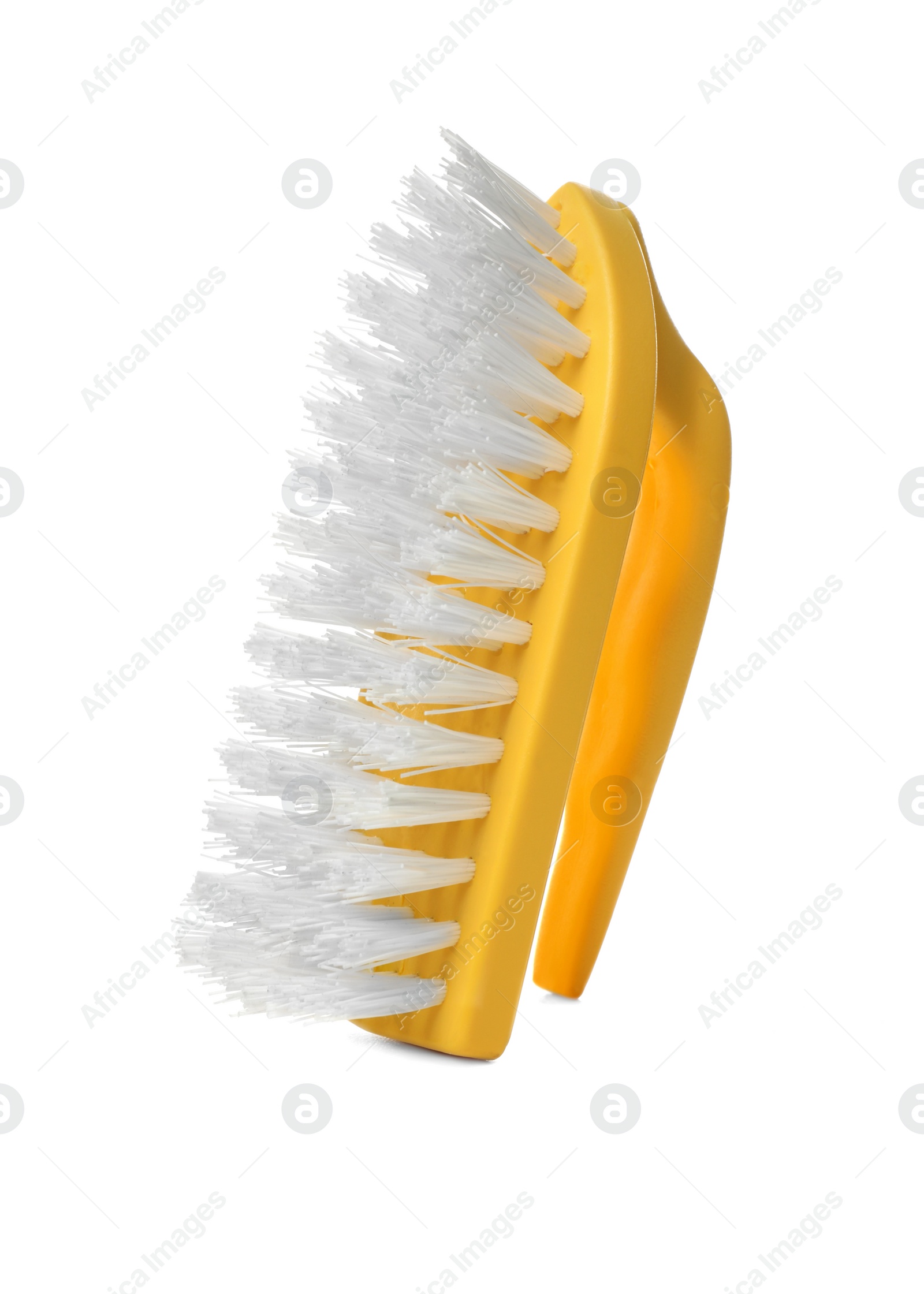 Photo of New brush on white background. Cleaning supplies