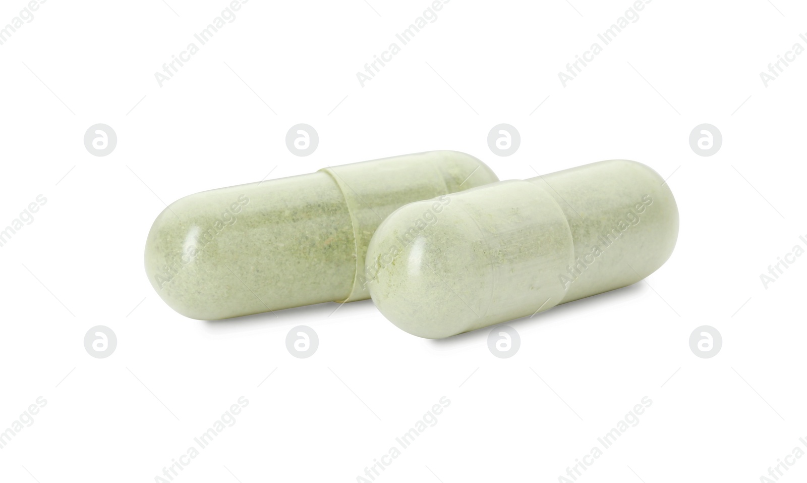 Photo of Vitamin capsules isolated on white. Health supplement