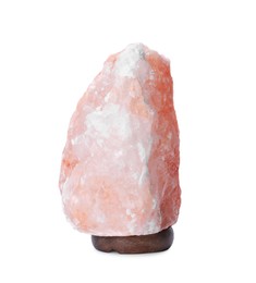 Photo of Pink Himalayan salt lamp isolated on white