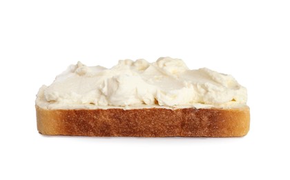 Toasted bread with cream cheese isolated on white