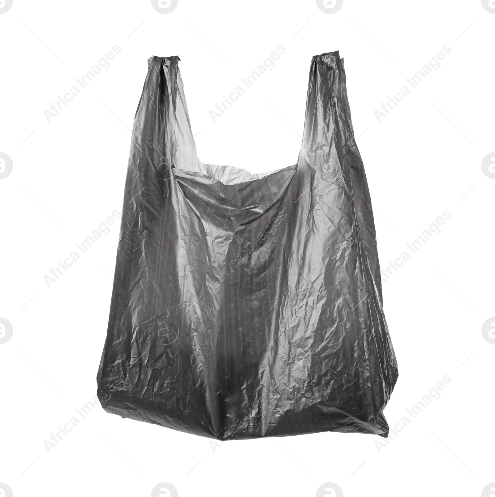 Photo of One black plastic bag isolated on white