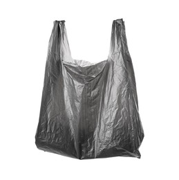 One black plastic bag isolated on white