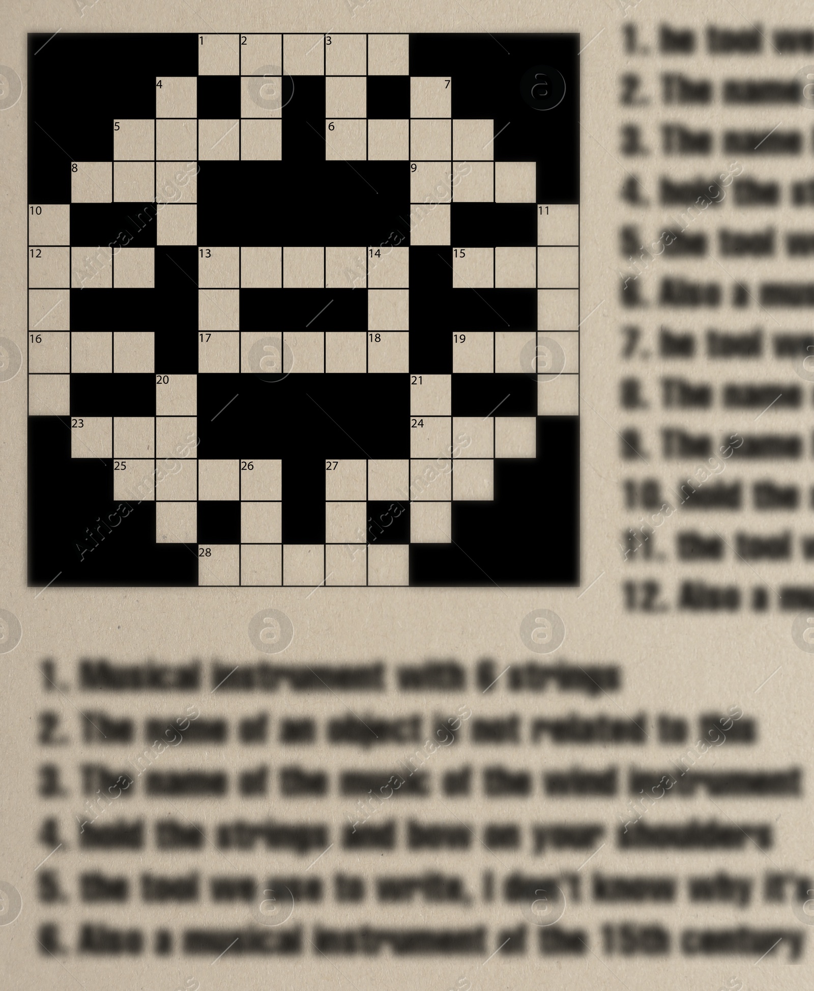 Illustration of  blank crossword on white background