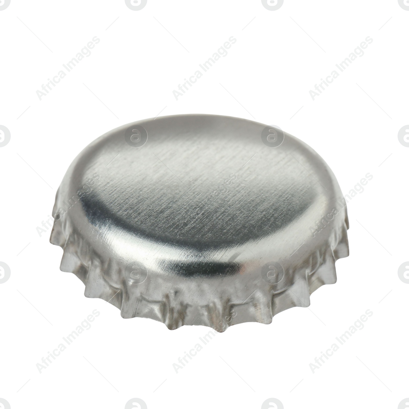 Photo of One silver beer bottle cap isolated on white