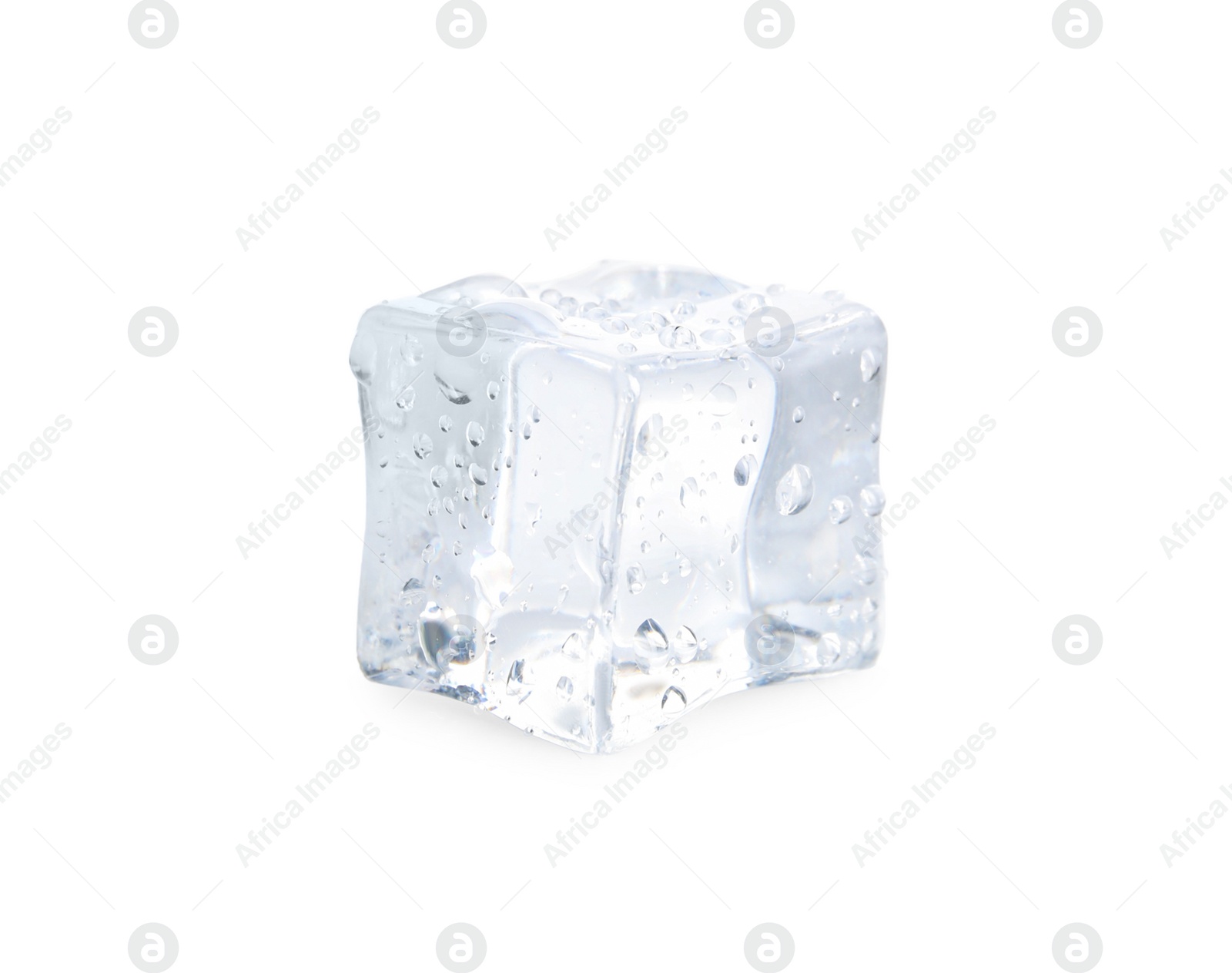 Photo of Ice cube with water drops isolated on white