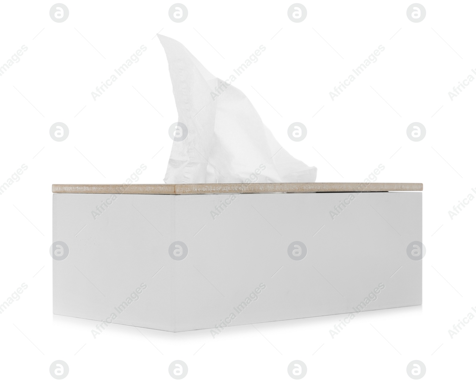 Photo of Holder with paper tissues isolated on white