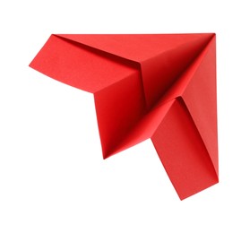 Handmade red paper plane isolated on white