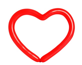 Photo of Heart figure made of modelling balloon on white background