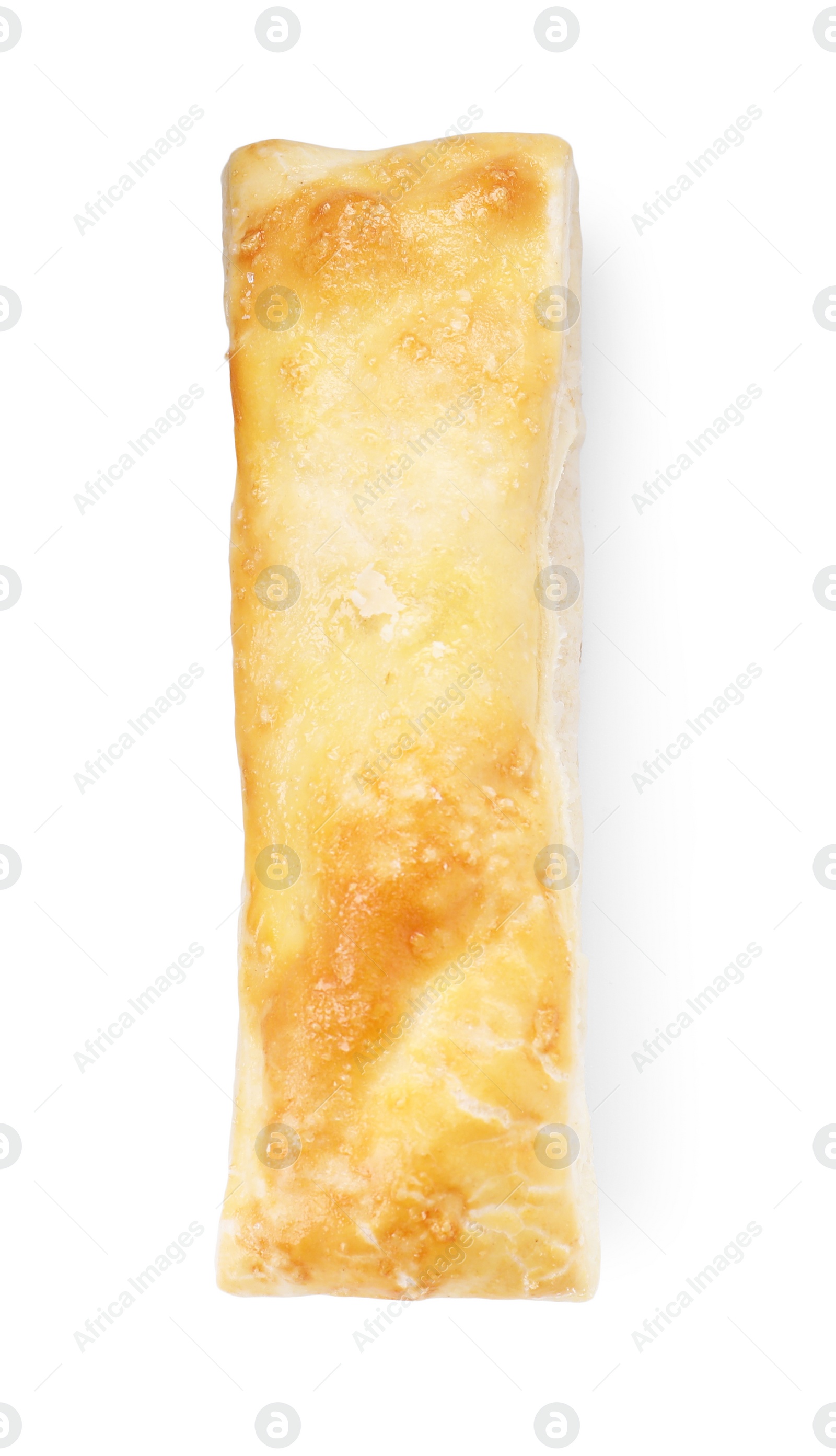 Photo of Delicious fresh puff pastry isolated on white, top view