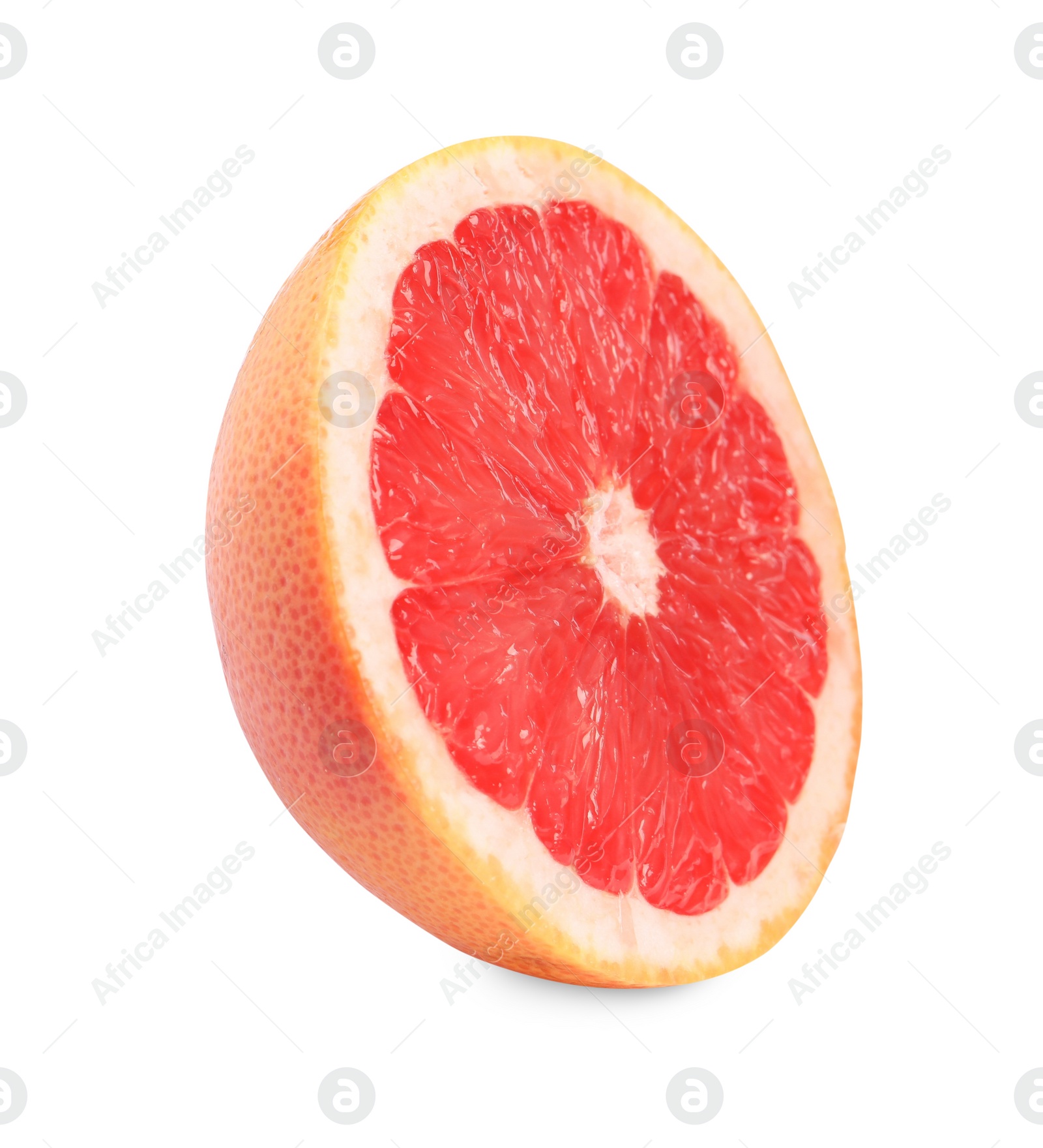 Photo of Citrus fruit. Half of fresh grapefruit isolated on white