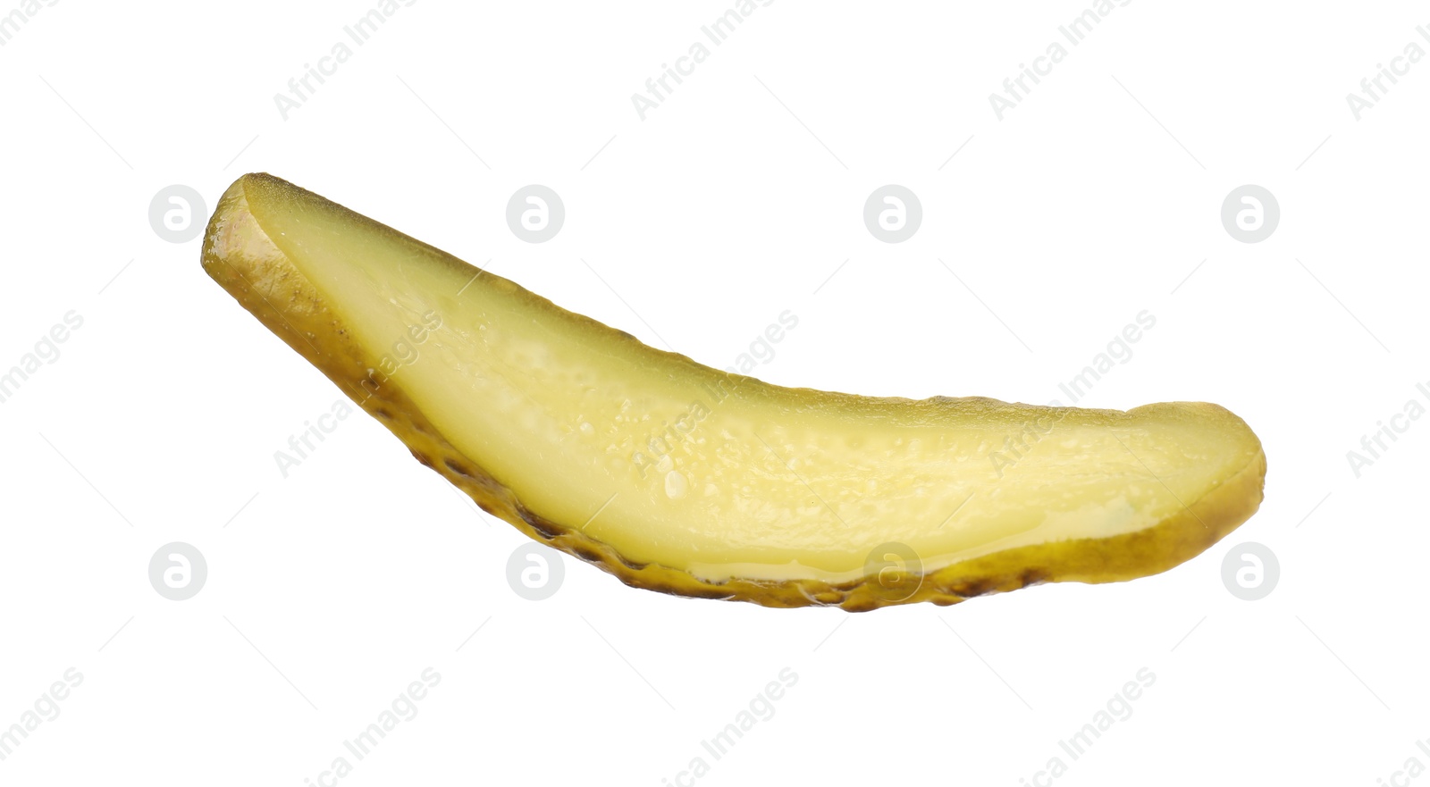 Photo of Slice of pickled cucumber isolated on white