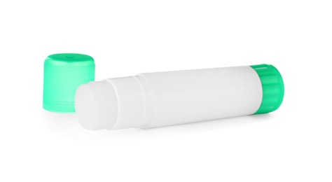 Photo of Blank glue stick with green cap on white background