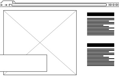 Image of Website design template. Wireframe with different elements on white background