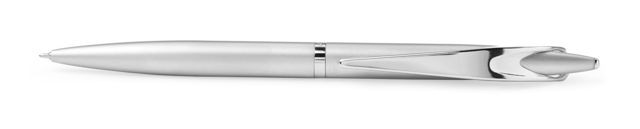 New stylish silver pen isolated on white