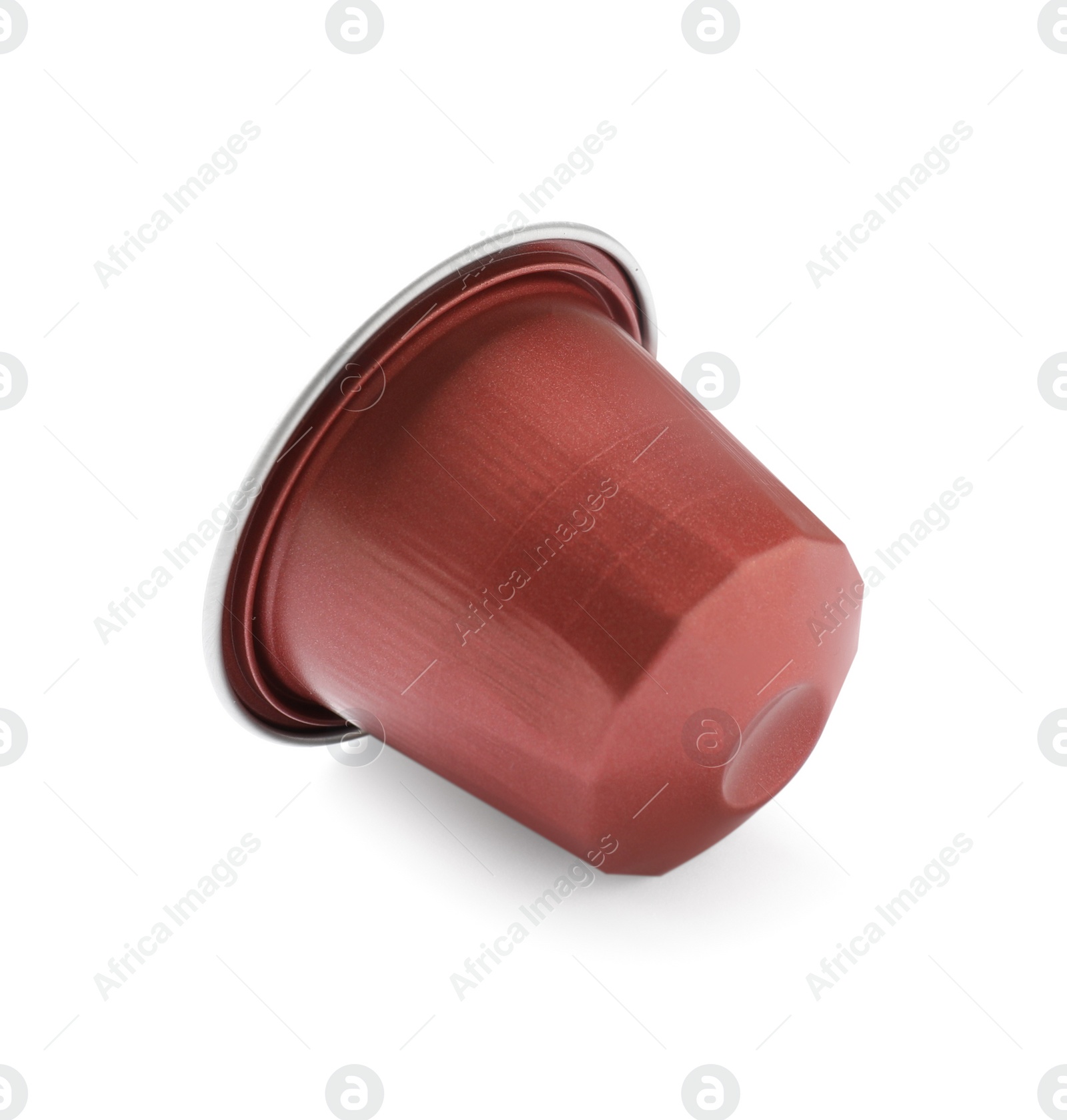 Photo of One plastic coffee capsule isolated on white