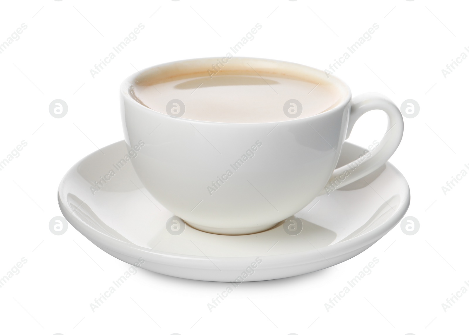 Photo of Aromatic coffee in cup isolated on white