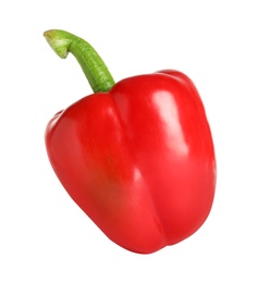 Photo of Tasty ripe red bell pepper on white background