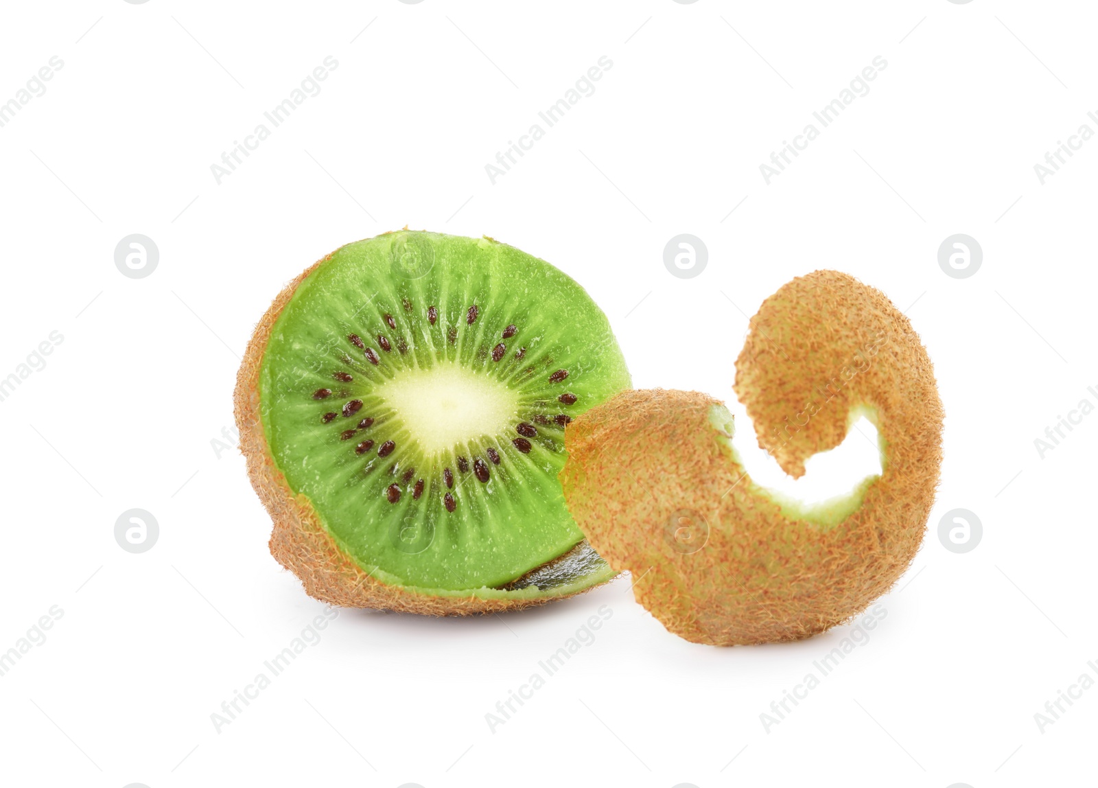 Photo of Half of fresh ripe kiwi isolated on white