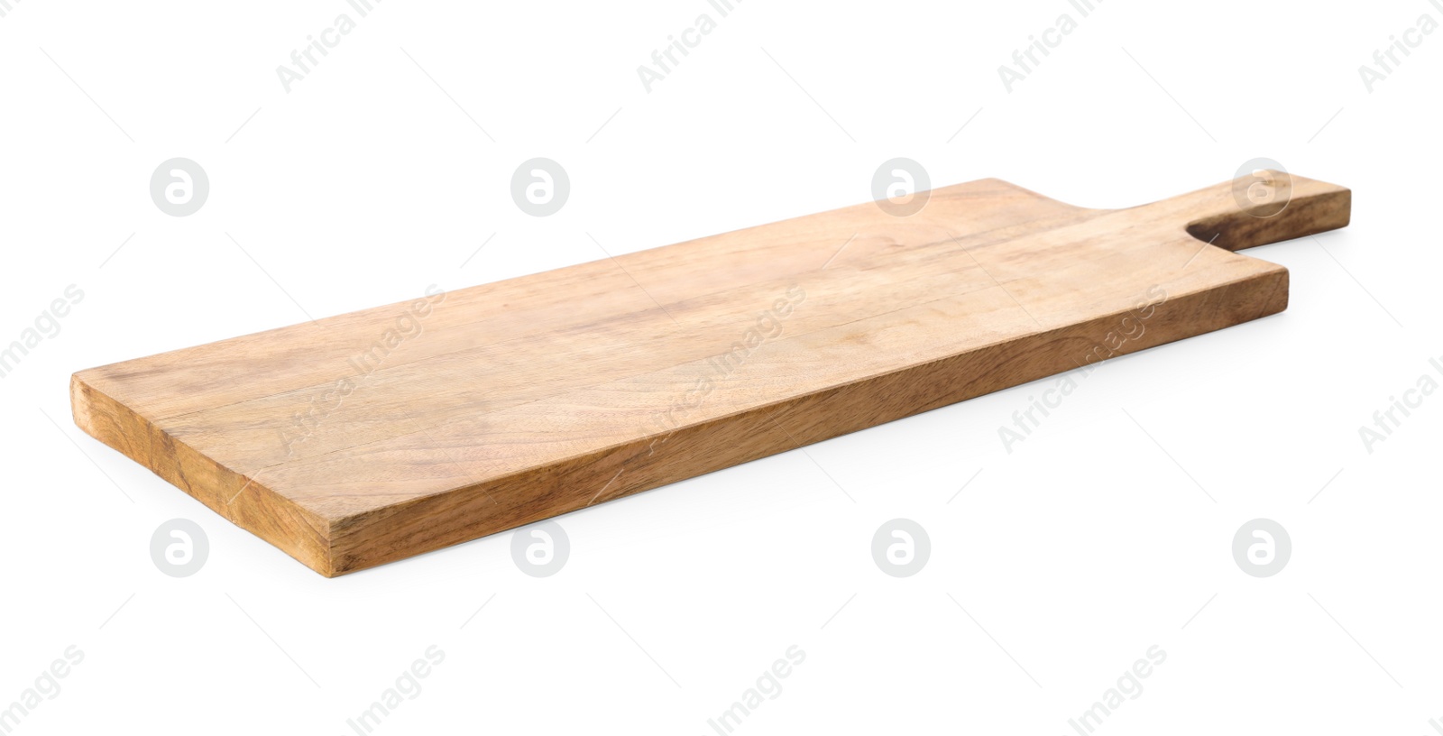 Photo of Empty clean wooden board isolated on white