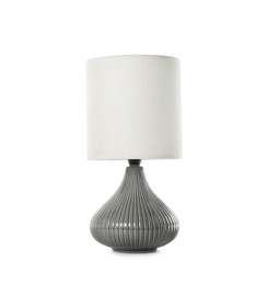 Stylish table lamp on white background. Idea for interior design