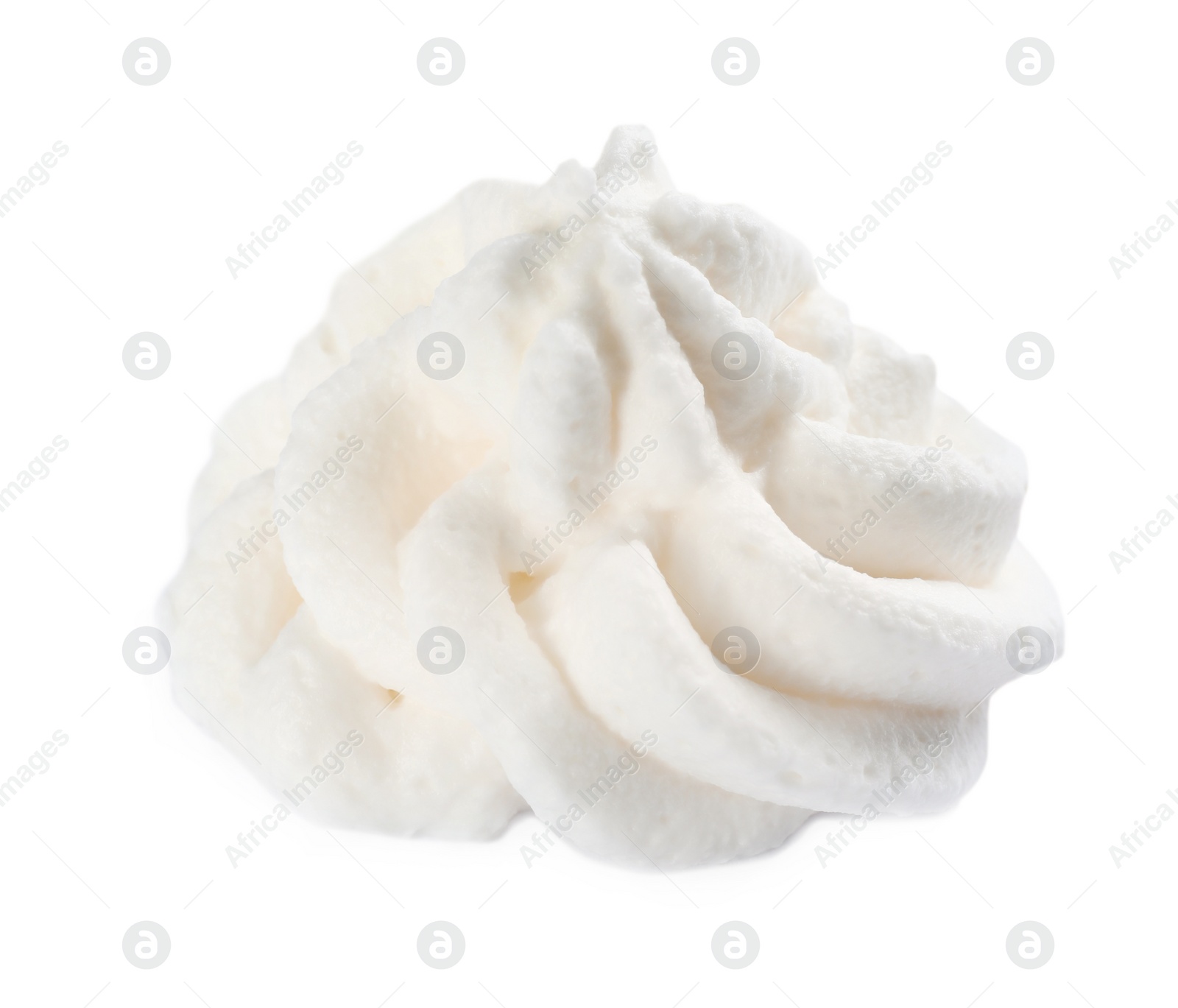 Photo of Delicious fresh whipped cream isolated on white