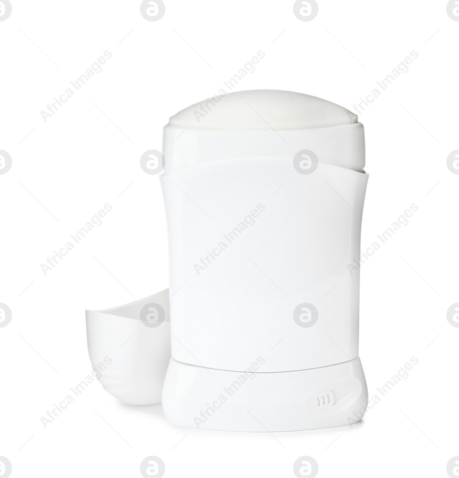 Photo of Blank plastic deodorant container on white background