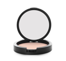 Pocket face powder with mirror against white background