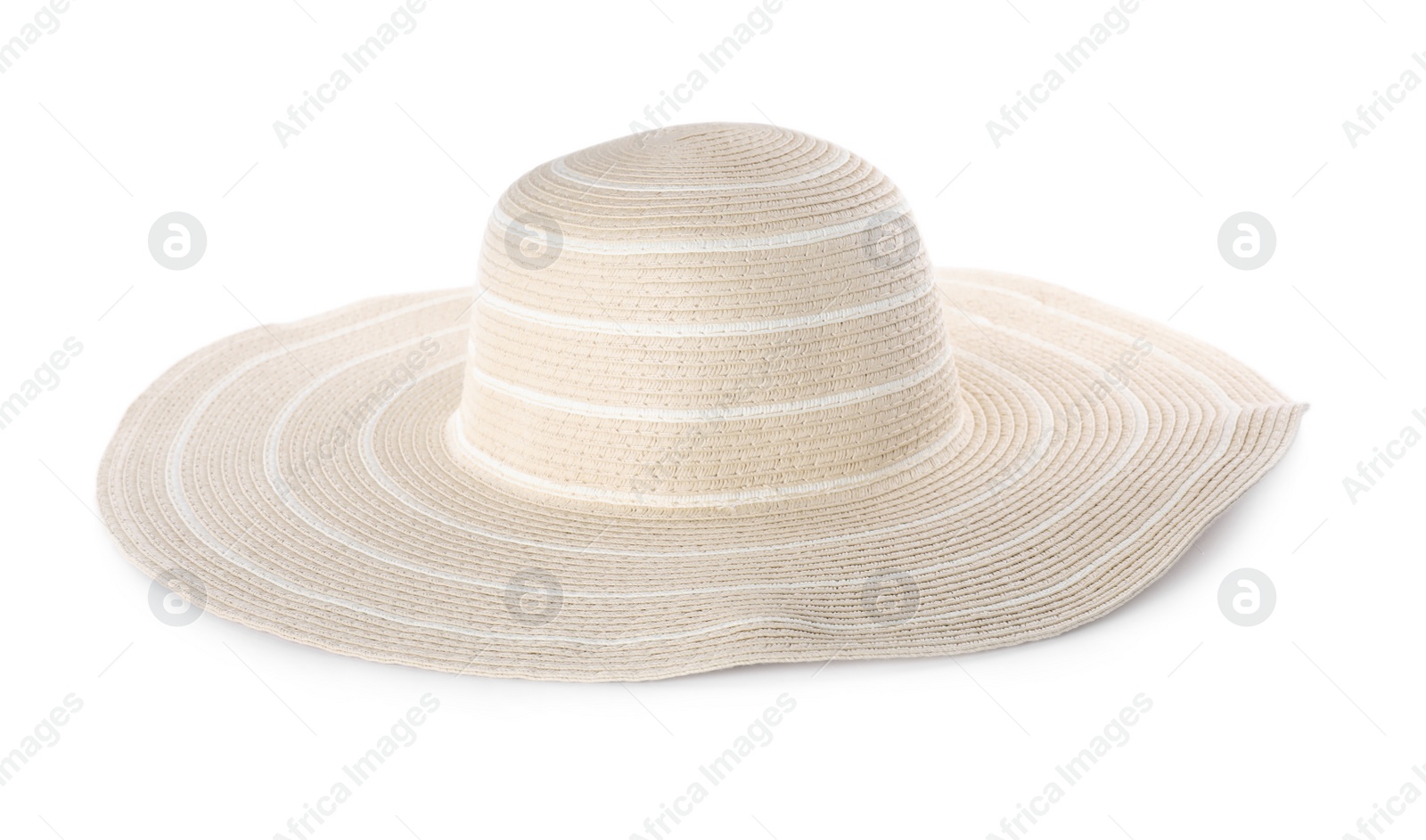 Photo of Stylish hat isolated on white. Beach accessory