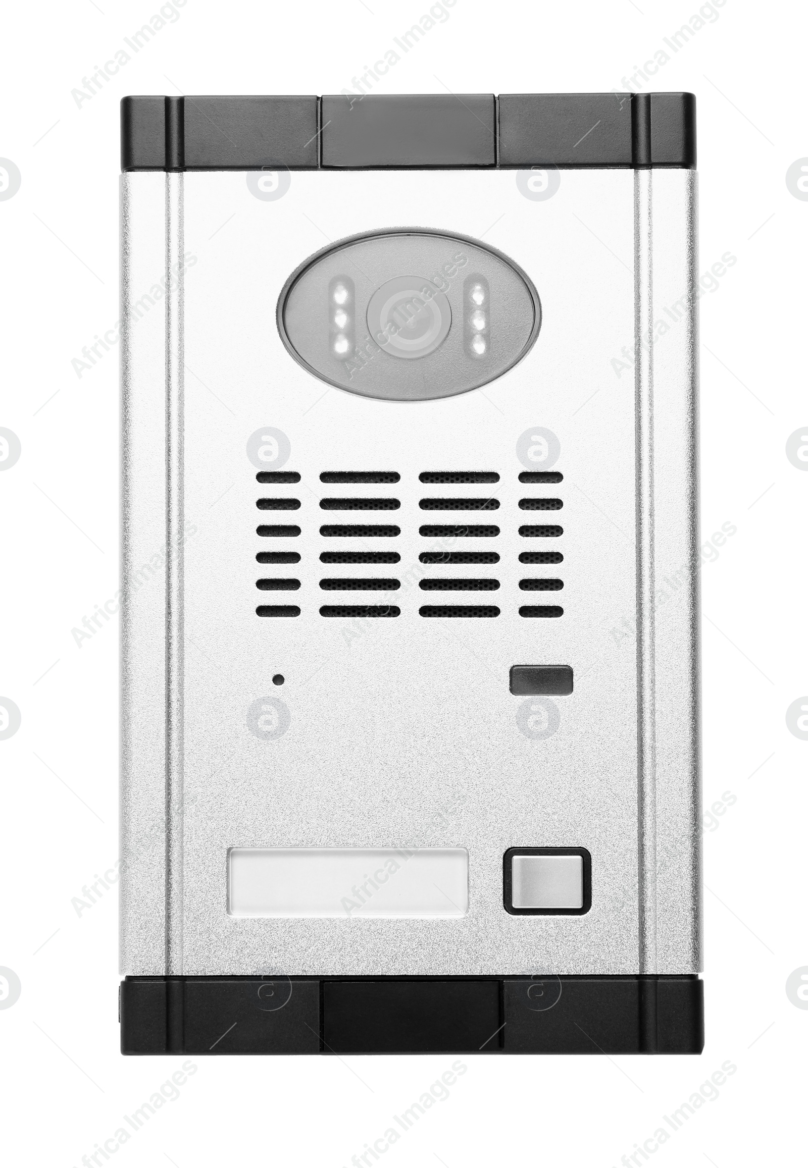 Photo of Door station of modern intercom isolated on white