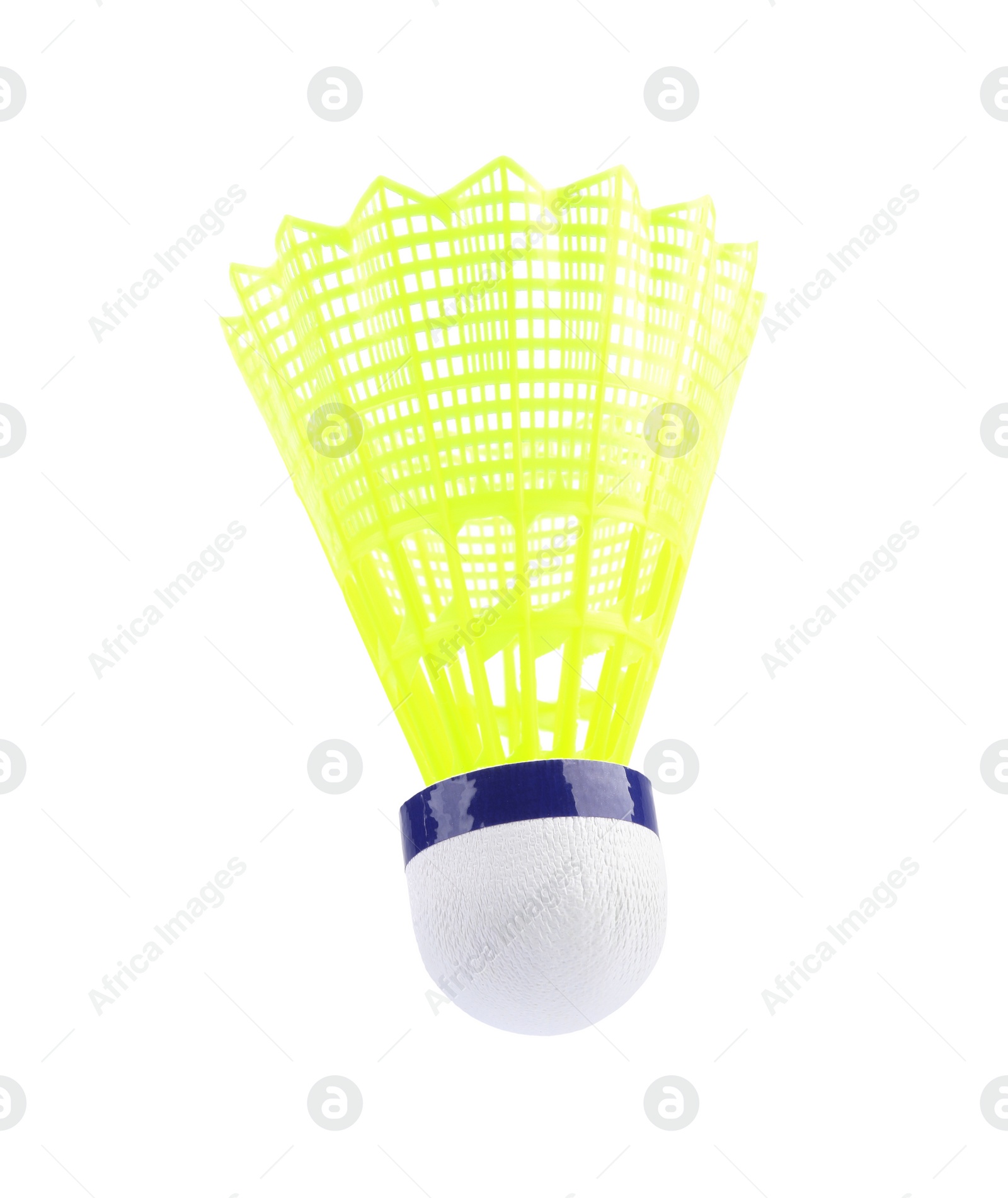 Photo of One yellow badminton shuttlecock isolated on white, Sports equipment