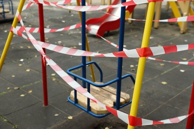 View of playground closed during COVID-19 quarantine