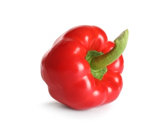 Tasty ripe red bell pepper on white background