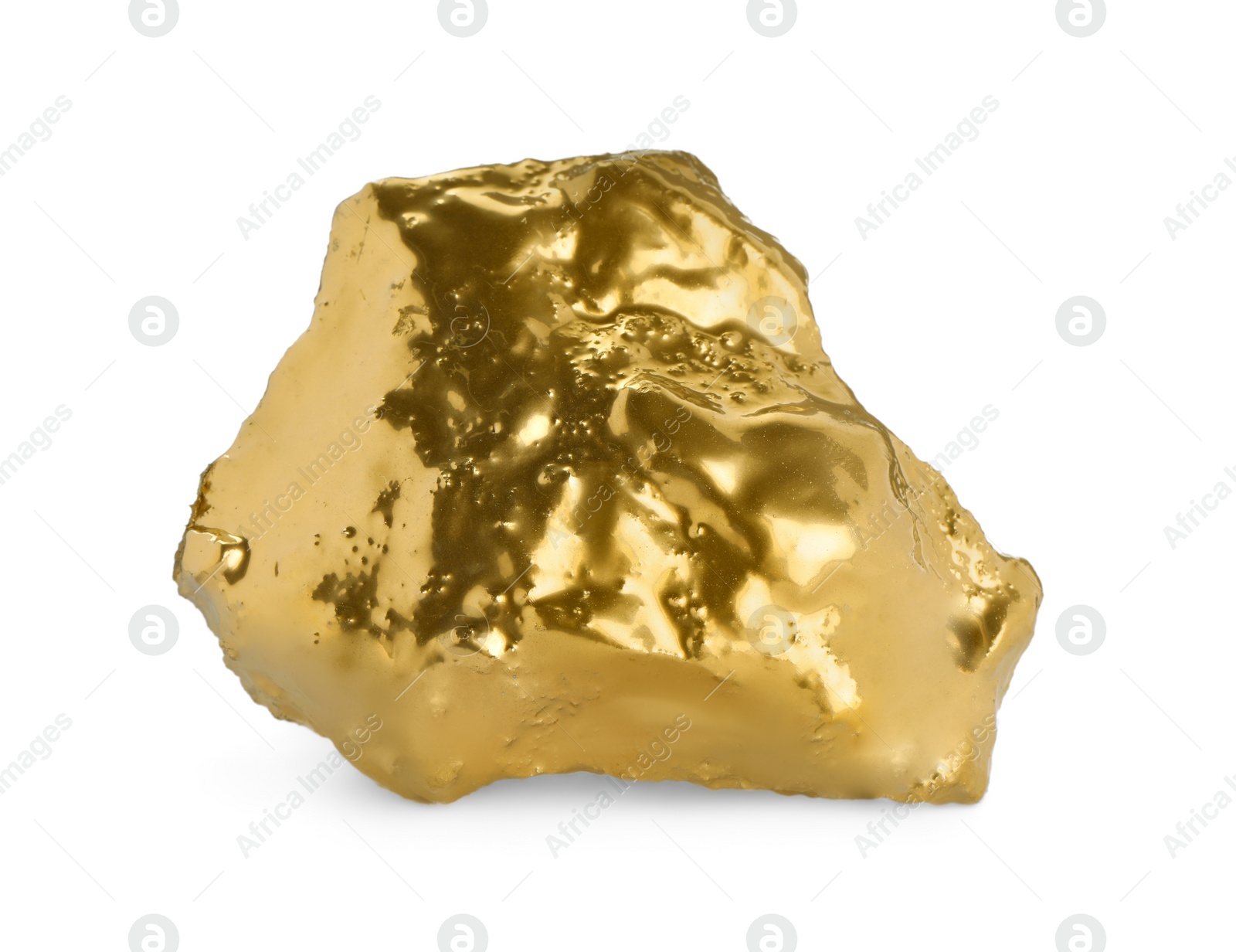 Photo of One beautiful gold nugget on white background