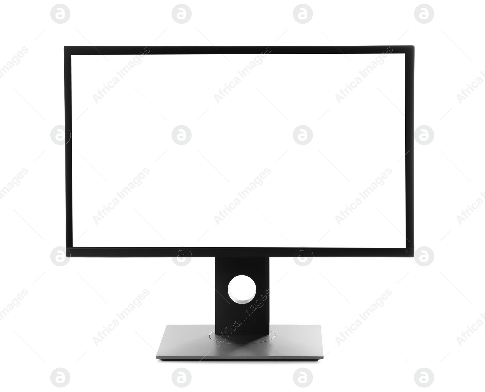 Photo of Modern computer monitor with blank screen isolated on white