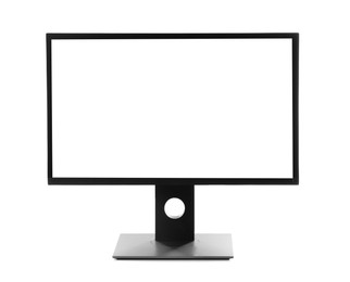 Photo of Modern computer monitor with blank screen isolated on white