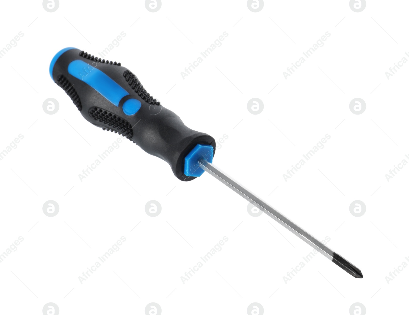 Photo of One screwdriver with color handle isolated on white