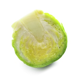 Photo of Fresh cut Brussels sprout on white background