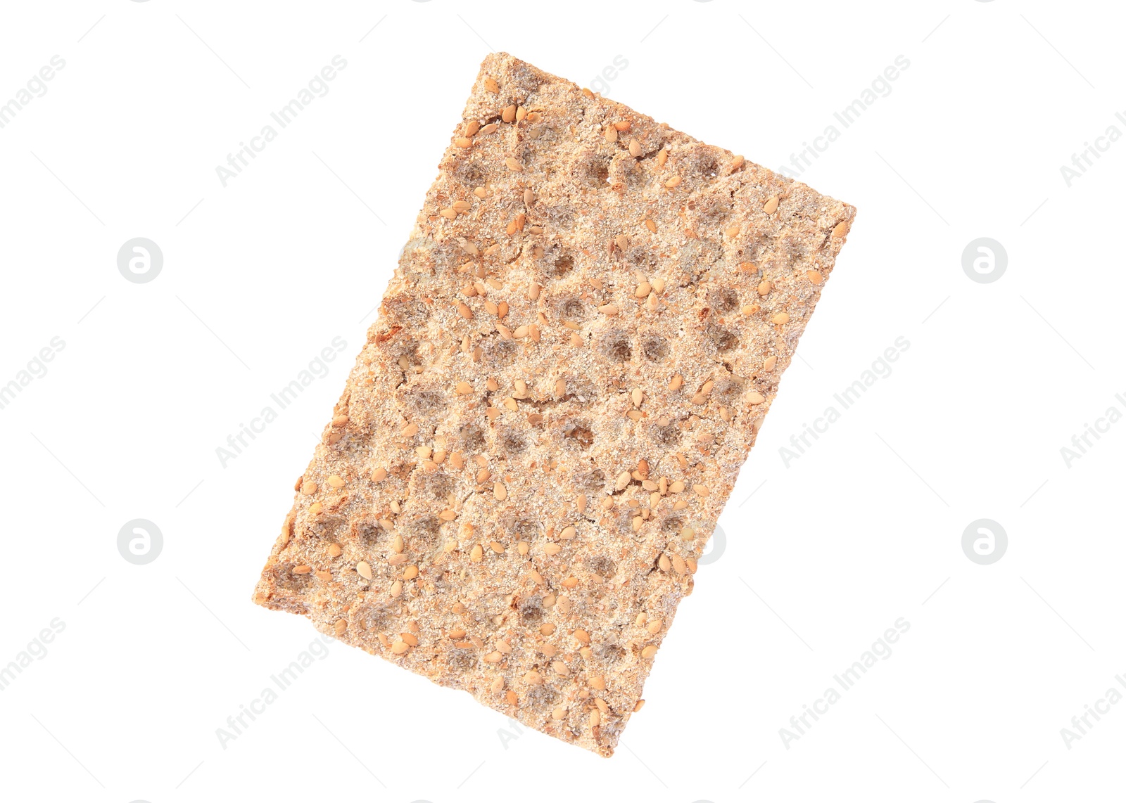 Photo of Fresh crunchy crispbread isolated on white. Healthy snack